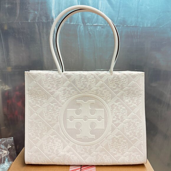 Tory Burch Small Ella Bio Perforated Tote – Blanc - Picture 8 of 11